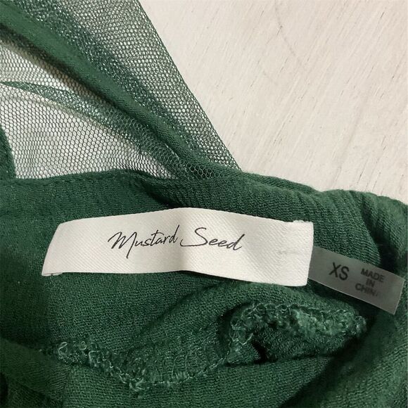 Mustard Seed Women's Green Flowy Tank Top XS Buckle Accent Mesh Detailing - Picture 6 of 6
